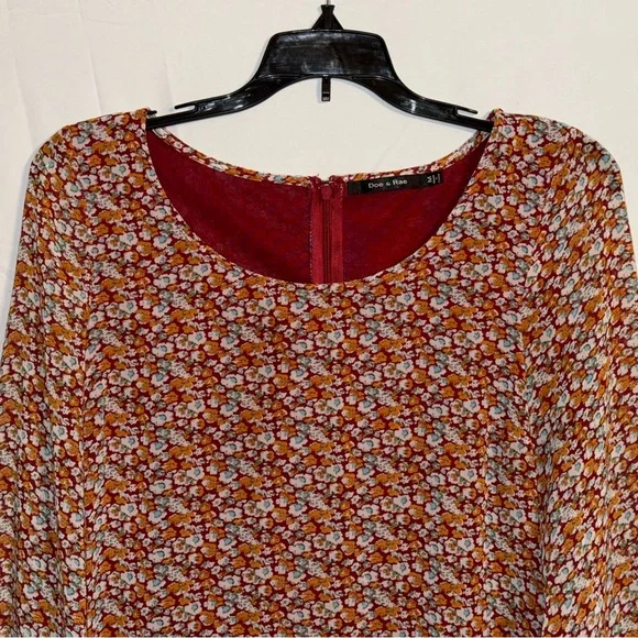 Doe & Rae Multicolored Floral Print Long Sleeve Mini Dress Size Medium - Picture 3 of 9